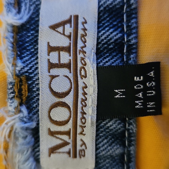 MOCHA by Moran Dahan Distressed Denim Waistband Yellow Assymetric Festival Skirt - Picture 8 of 11